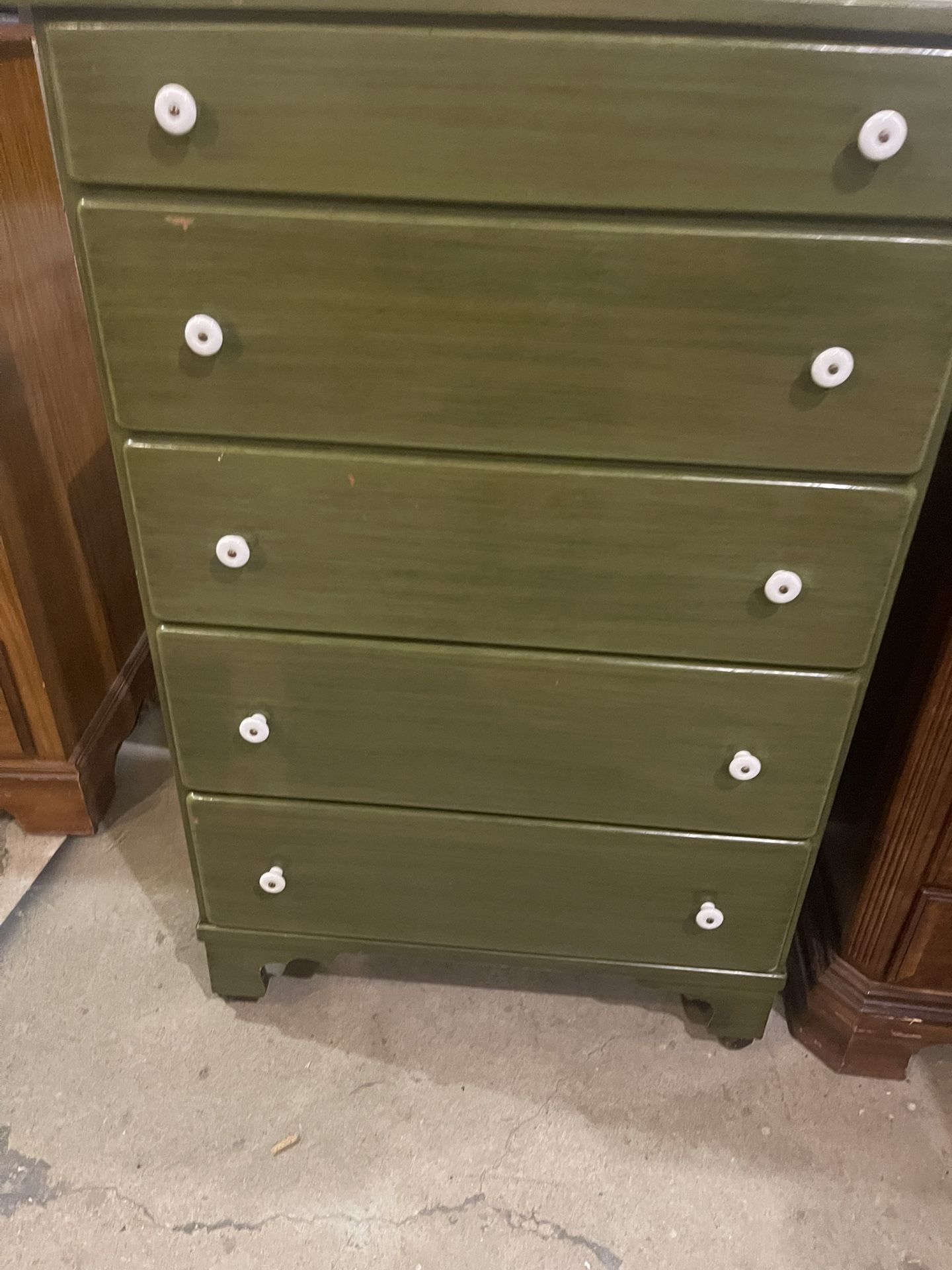 Beautiful Light Green five drawer tall Chest