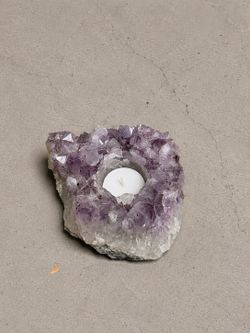 Natural Amethyst Crystal Tea Light Candle Holder