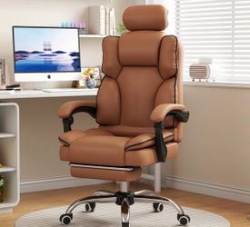Brand New Executive Office Chair w/ Footrest – Brown PU Leather – $100 Firm
