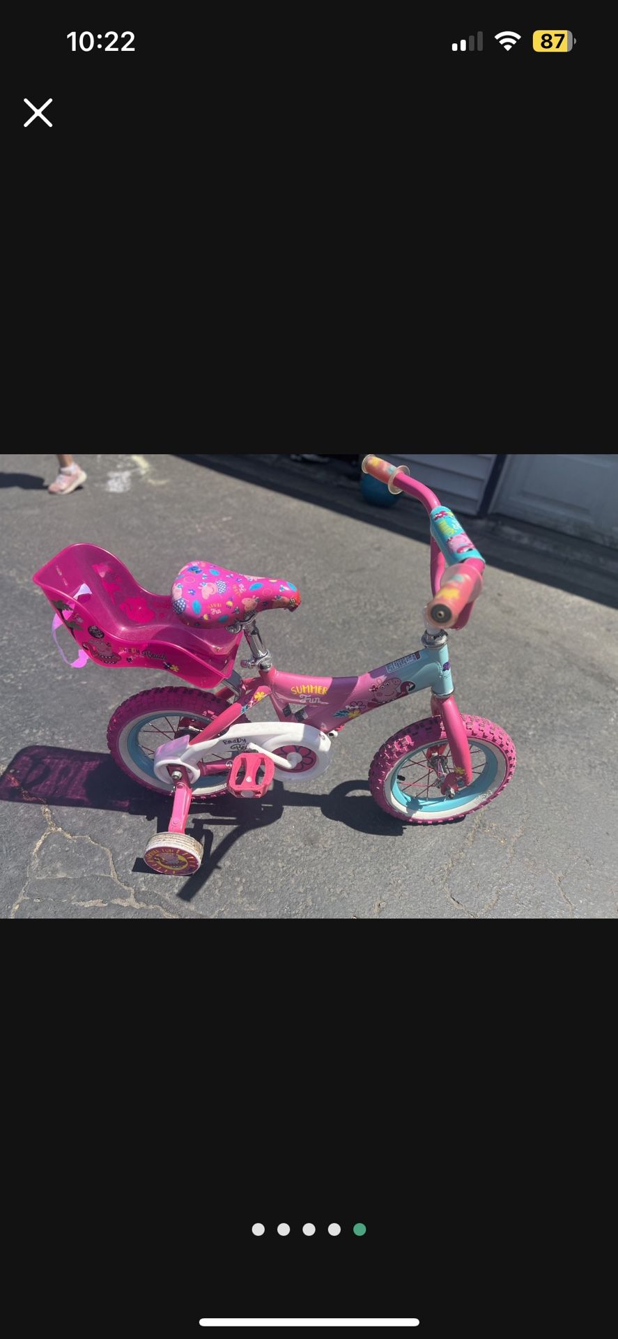 Kids Peppa Pig Bike With Training Wheels