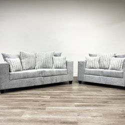 410-2pc-Gray sofá and loveseat set