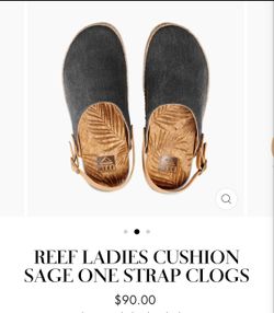 New Reef Ladies Cushion Sage One Strap Clogs Size 9