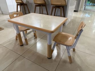 Kids Table with 2 Chairs - Good condition – Beige & Light Gray/White