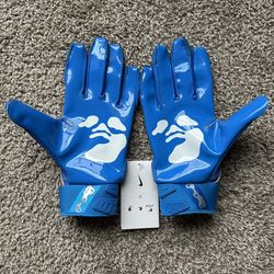 NIKE D TACK 6.0 OFF WHITE MENS PADDED FOOTBALL GLOVES SIZE LARGE BLUE KHAKI NEW