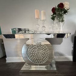 Glamour Style Mirrored Console Table Glass