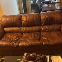 Leather sofa and loveseat