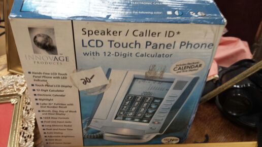 Speaker caller ID lcd touch panel phone w/12 digit calculator silver gray new in box