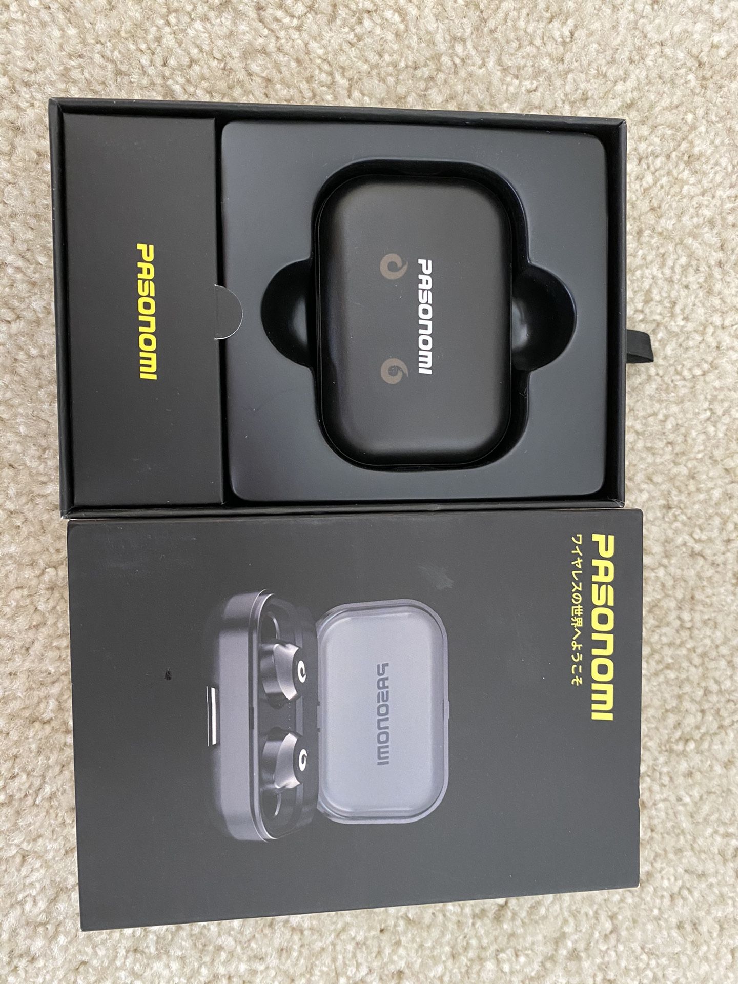 True wireless earbuds with charging case