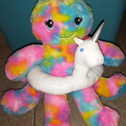 Build a Bear multi-color summer octopus "inky" with white unicorn waist tube