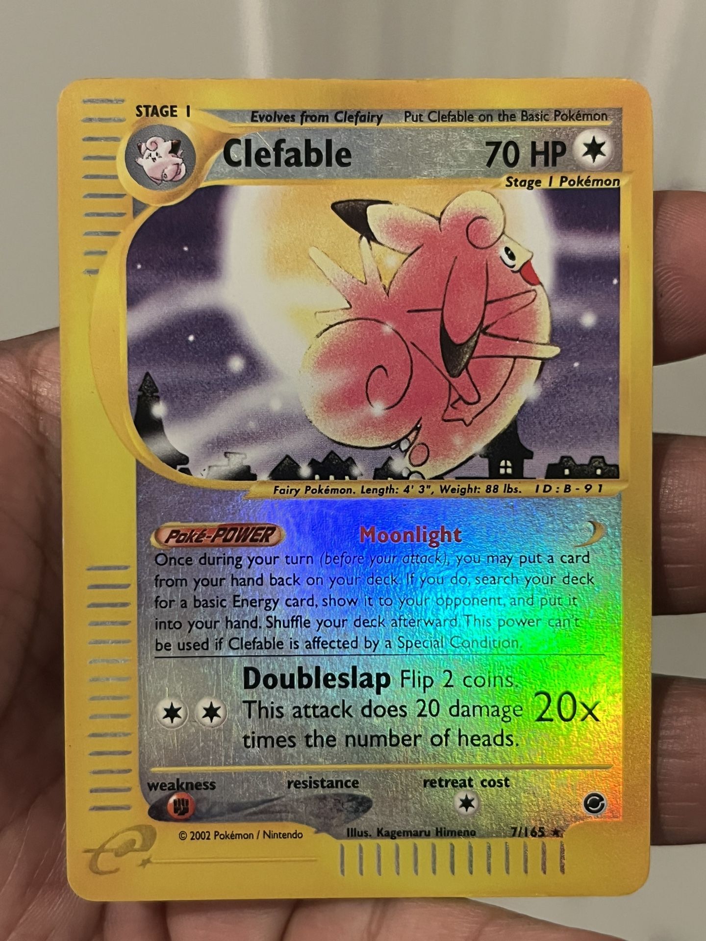 Clefable Expedition 2002 7/165 Reverse Holo Pokémon TCG e reader Rare vintage MP