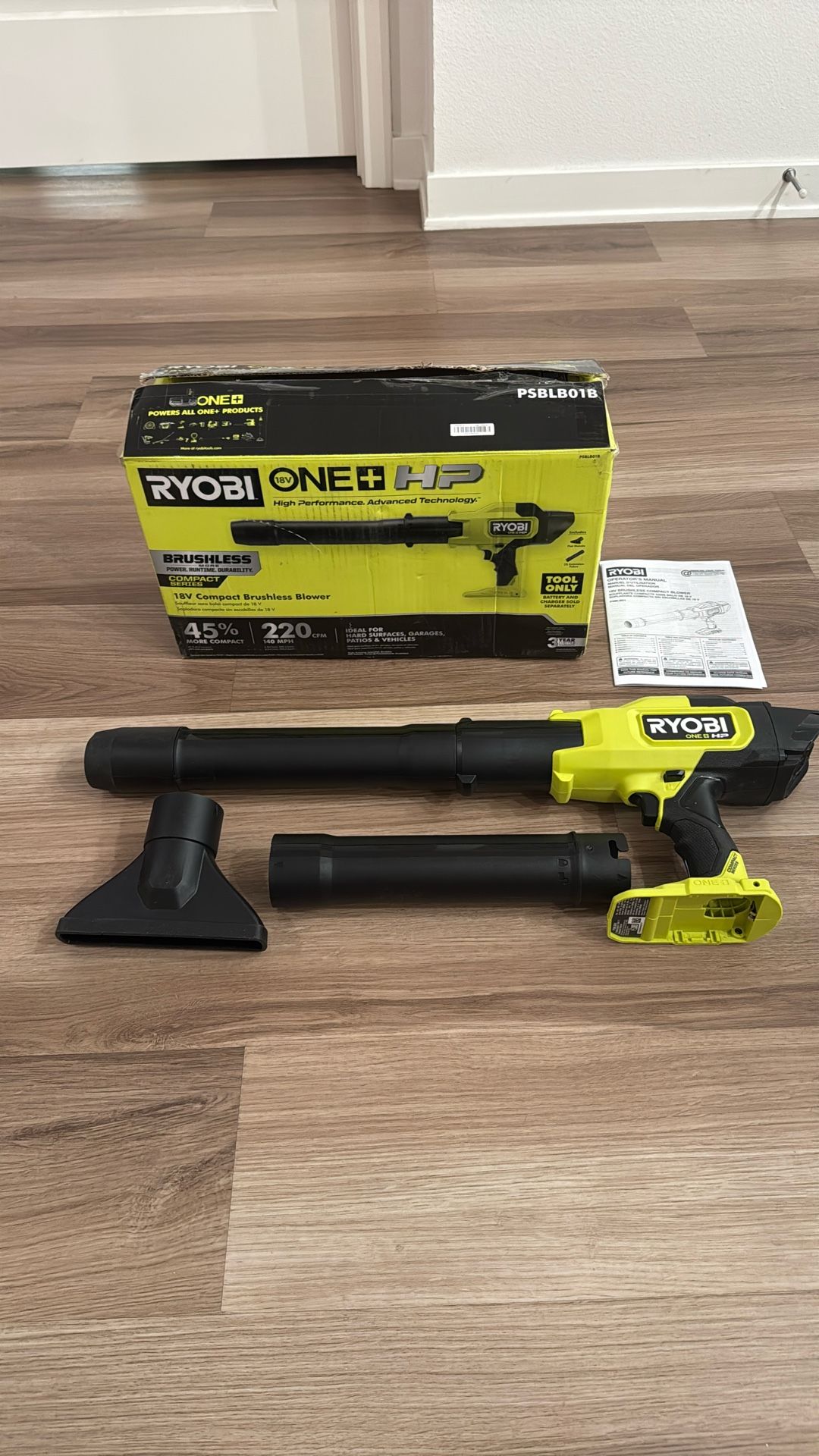 RYOBI ONE+ HP 18V Brushless Cordless 220 CFM 140 MPH Compact Leaf Blower (Tool-Only)