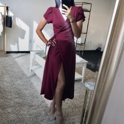 Maroon Wrap Dress (Size M)