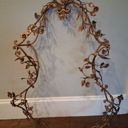 Vintage MIRROR FRAME France ornate ,Wought iron, Leaf design