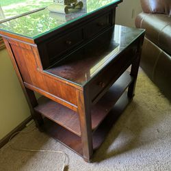 Antique Oak Wash Stand W/marble Top