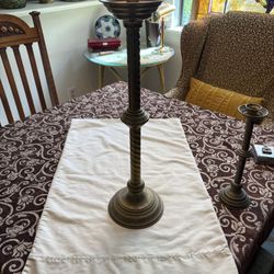 Antique Brass Candle Stick From Church In New Salem, North Dakota - 23” Tall