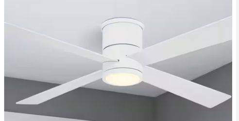 Falco Flush 54” Indoor Flat White Low Profile Flush Mount Ceiling Fan