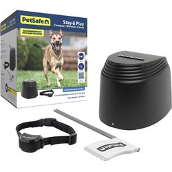 PetSafe Stay & Play Compact Wireless Pet Fence, LCD Screen to Adjust Circular Boundary, Secure up to 3/4 Acre Area, Use for All Your Pets, Portable Sy