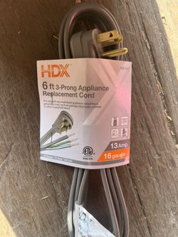 HDX 6 Ft Appliance Replacement Cord