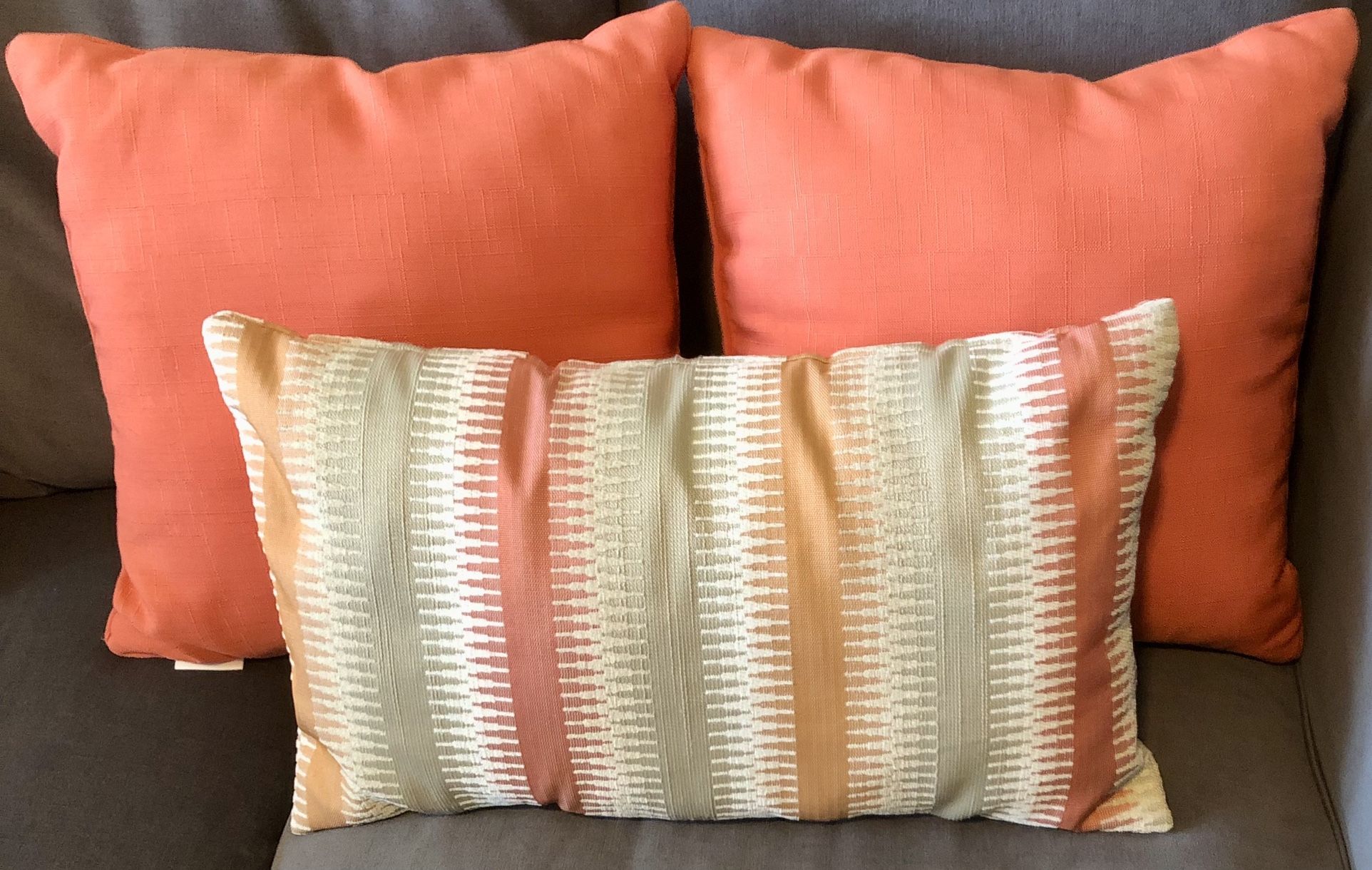 Set of Three Martha Stewart Throw Pillows with Orange Accents