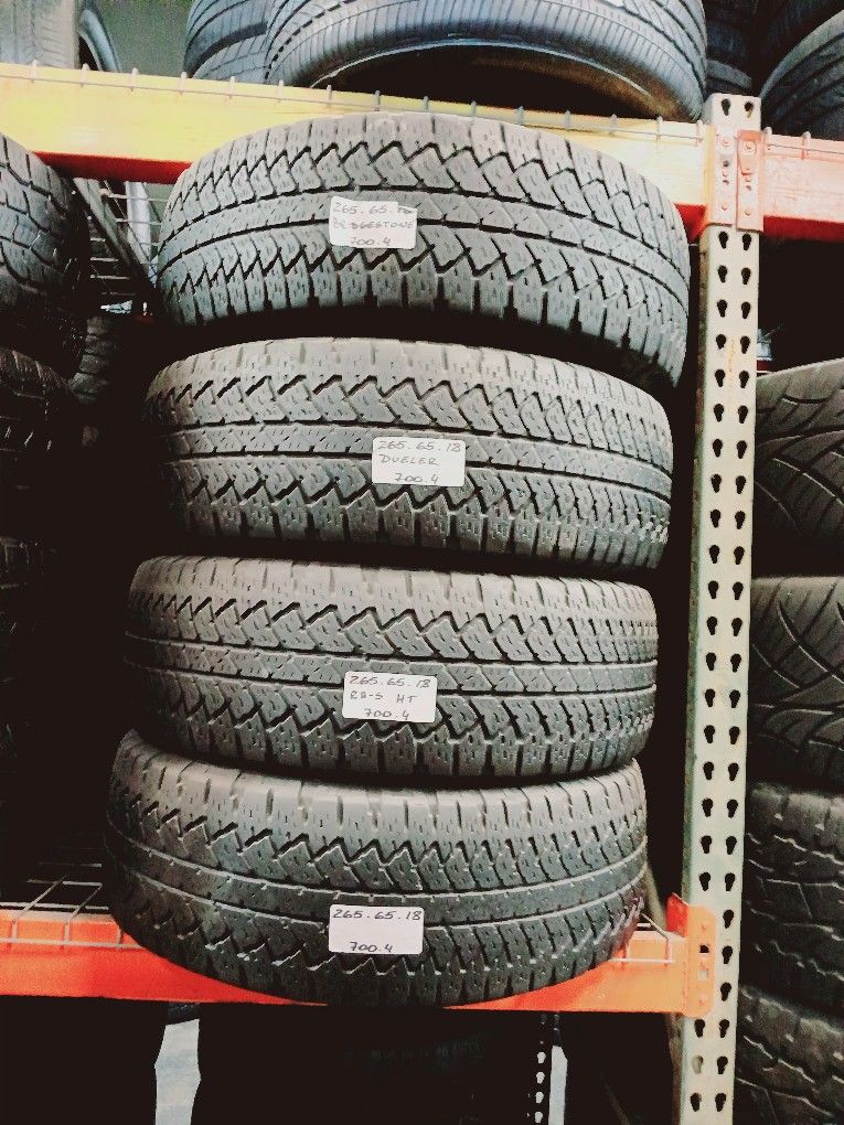 265/65R18 BRIDGESTONE DUELER ALENZA RHS 2P265/65R18 TRUCK SUV PICKUP USED TIRES 265 65 18