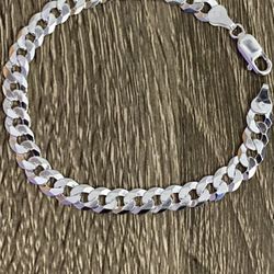 7mm Solid Sterling Silver Cuban Link Curb 8 Inch