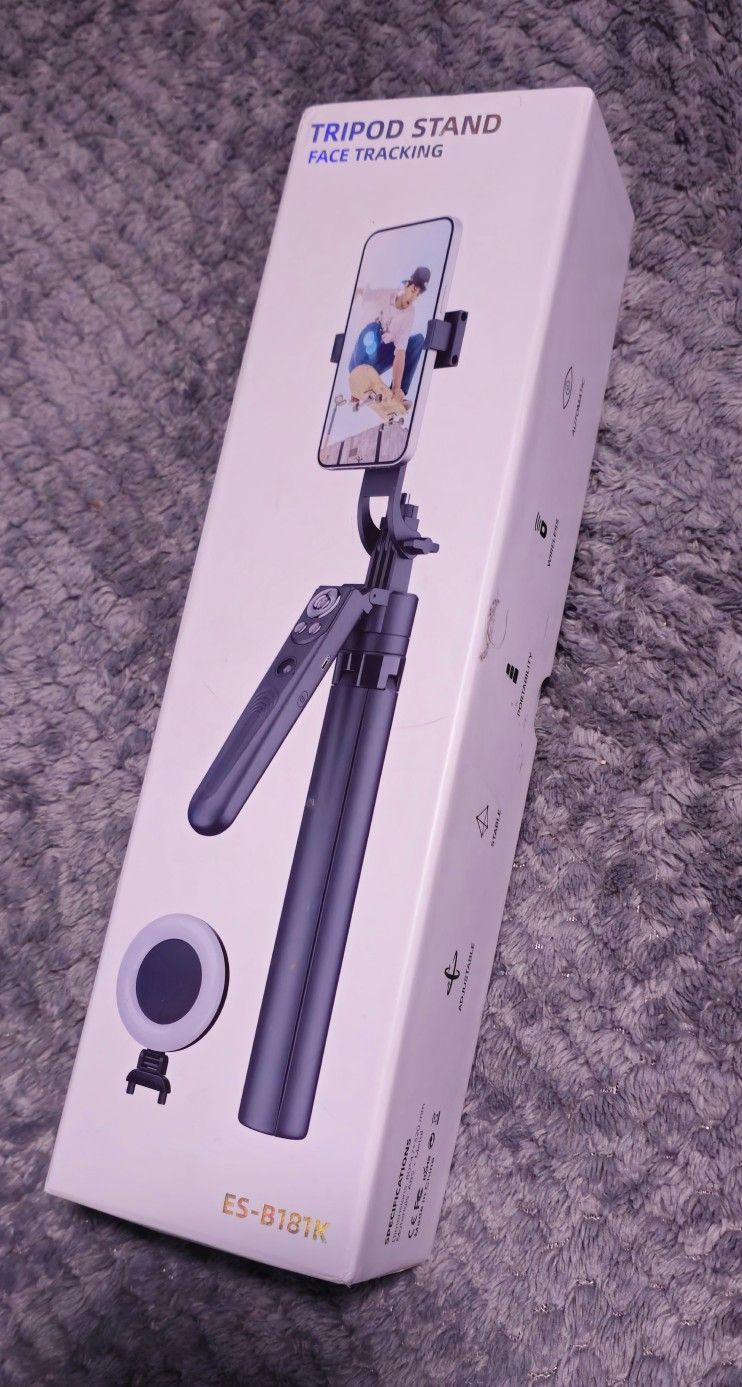 Auto Face Tracking Tripod for Phone, 360 Rotation Travel Selfie Stick Mount video streaming