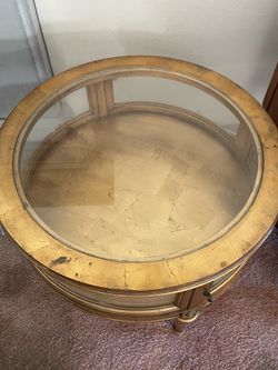 Vintage Gold Leaf Round Vitrine Coffee Table