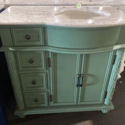 G1879- 36” Victorian Green Bathroom Vanity Single Sink Cabinet 
