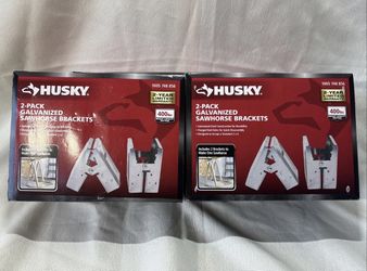 Two Galvanized Steel Metal Sawhorse Brackets 2 Pack - Husky