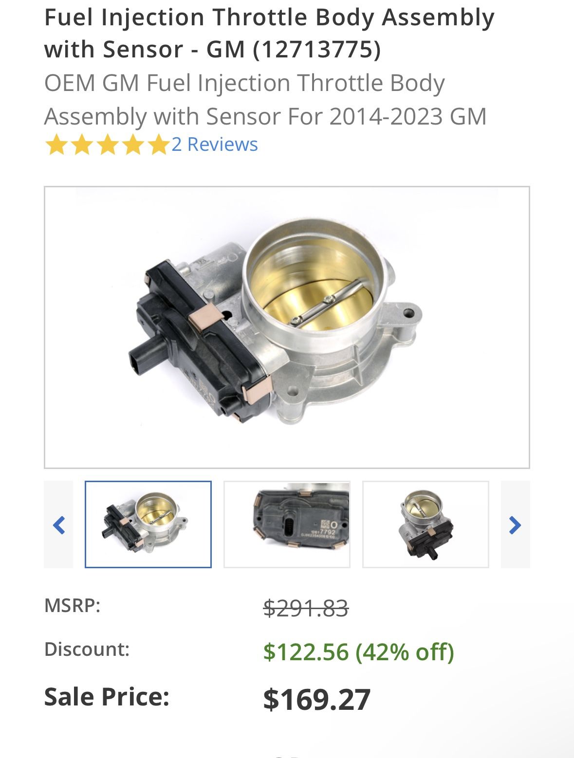 Fuel Injection Throttle Body Assembly with Sensor - GM (1(contact info removed))