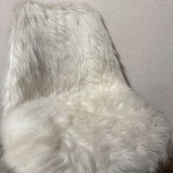 White Faux Fur Desk Chair 