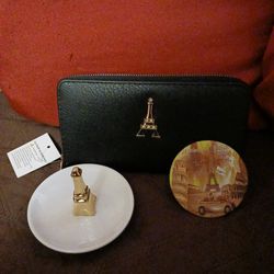 New Paris Wallet,  Jewelry Holder, And Pocket Mirror For $15