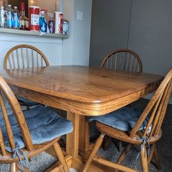 Kitchen Table, Four Chairs And Two Leaves
