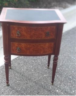 The Bombay Company Federal Style Cherry Bowfront File Cabinet /Nightstand. Missing one handle. No key. Used in good condition with some  cosmetic blem