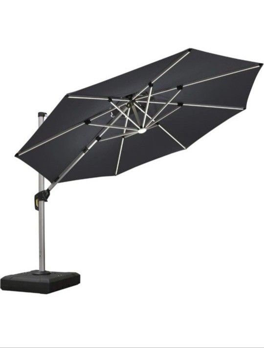 10ft Solar Powered LED Patio Umbrella PURPLE LEAF