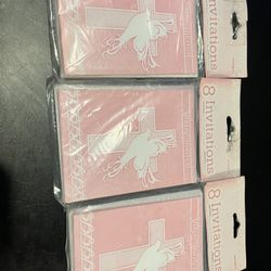 Girl Baptism/First Communion  3 Packs Of 8 Invitations With Envelopes