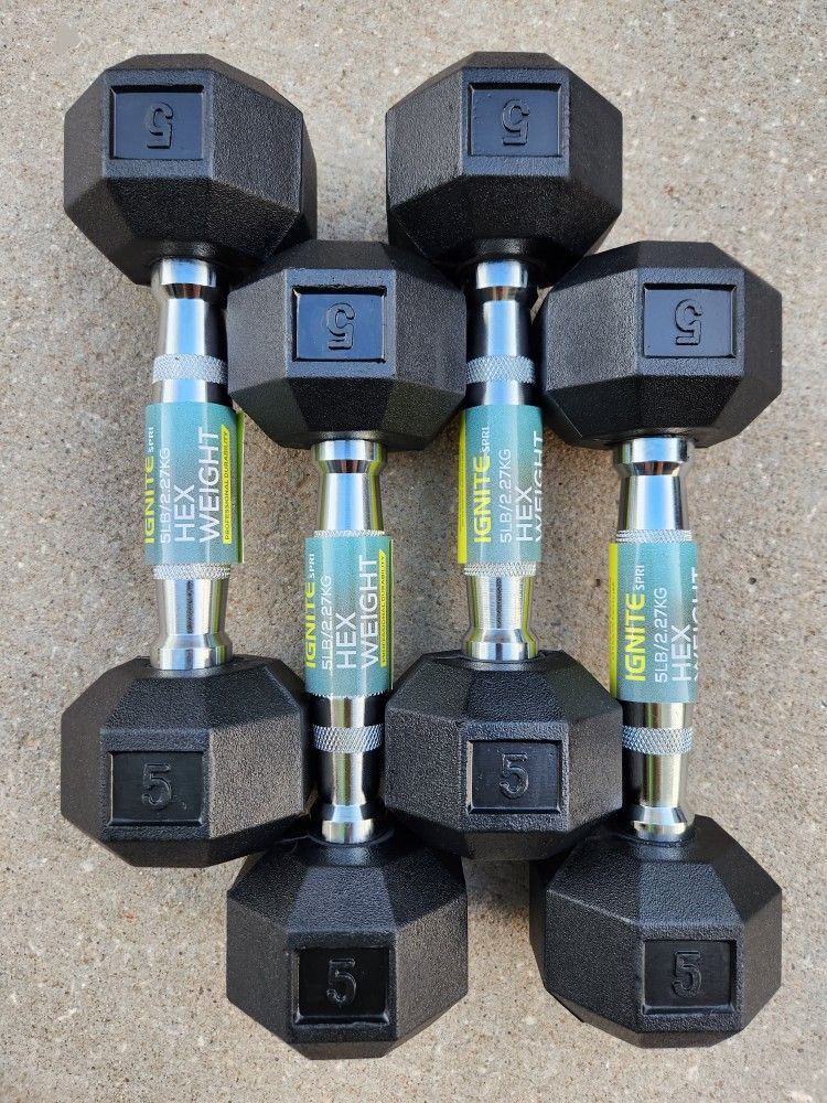 BRAND NEW 5lb Rubber Dumbbells