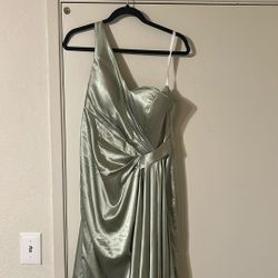 Sage Green Satin Formal Dress