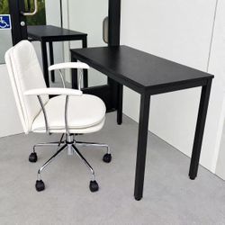 New In Box 40x20x30 Inch Tall Office Computer Desk Table With PU Leather White Or Black Chair Furniture Combo Set 