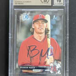 Brandon Marsh Autographed 2017 Bowman Chrome! Beckett Authenticated 