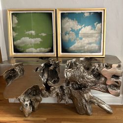 Z Gallerie Sequoia Console Table – Silver Sculptural Statement Piece