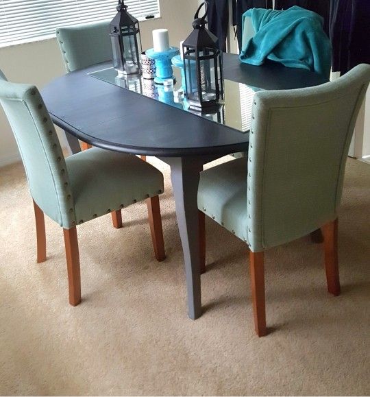 Refinished Dining Table + 4 Upholstered *Chairs like new*– $200 OBO
