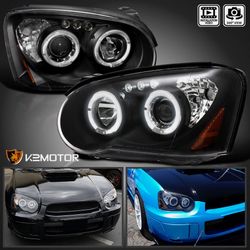 Black Fits 2004-2005 Subaru Impreza RS WRX Outback LED Halo Projector Headlights