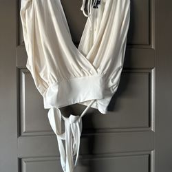 Express Cream beige wrap around Blouse