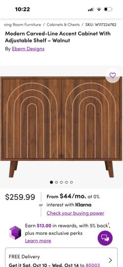 Ebern Designs Modern Carved-Line Accent Cabinet Walnut