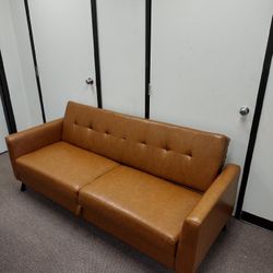 Nice Camel  Leather Couch With Storage 