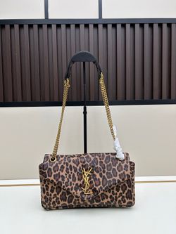 Leopard print chain shoulder bag YSL