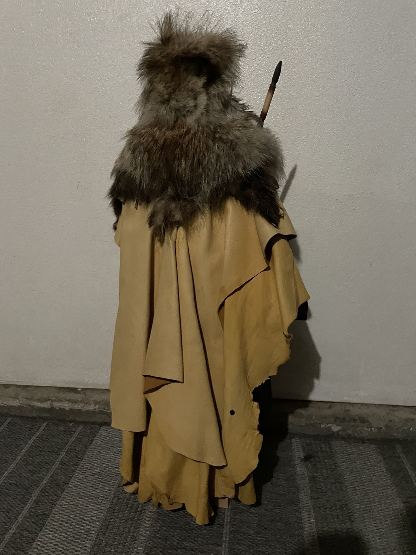 Native American Kachina -Real Rabbit Fur and Leather 32”Tall w/ Base