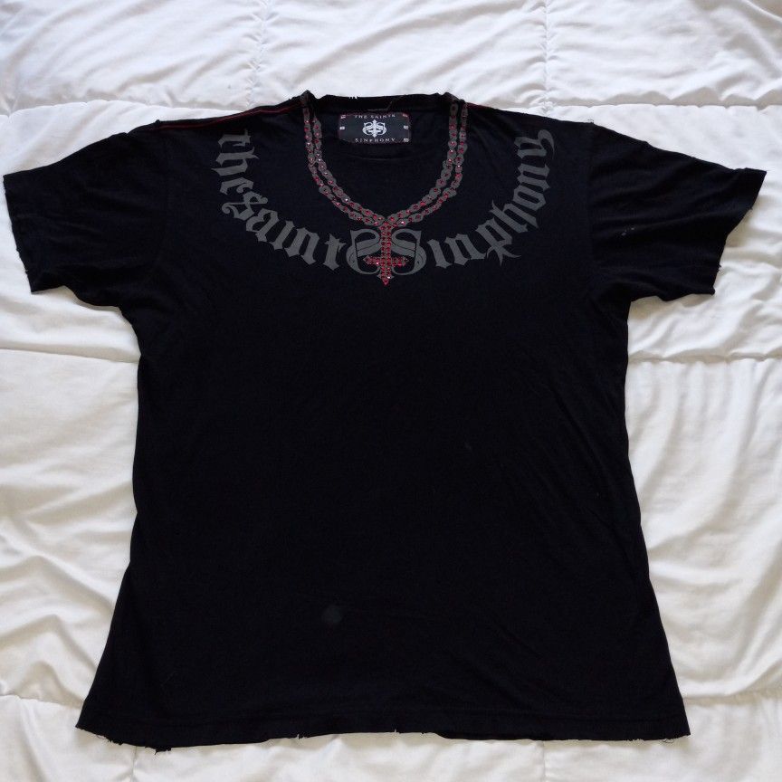 The Saints Sinphony Mens short Sleeve Shirt Studded size L
The Saints Sinphony Mens short Sleeve Shirt Studded
