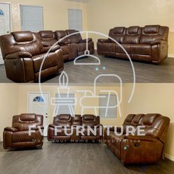 BRAND NEW! 3PCS LEATHER RECLINING SOFA SETS! SAME DAY DELIVERY AND SETUP! FINANCING AVAILABLE 